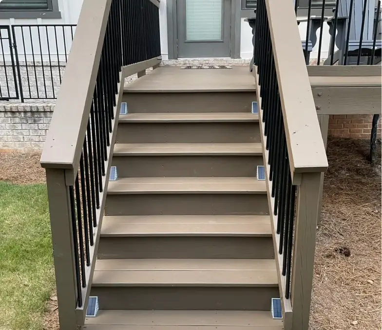 Rebuilt deck stairs with new railings
